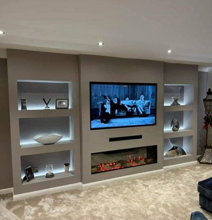 Fireplace and television built-in